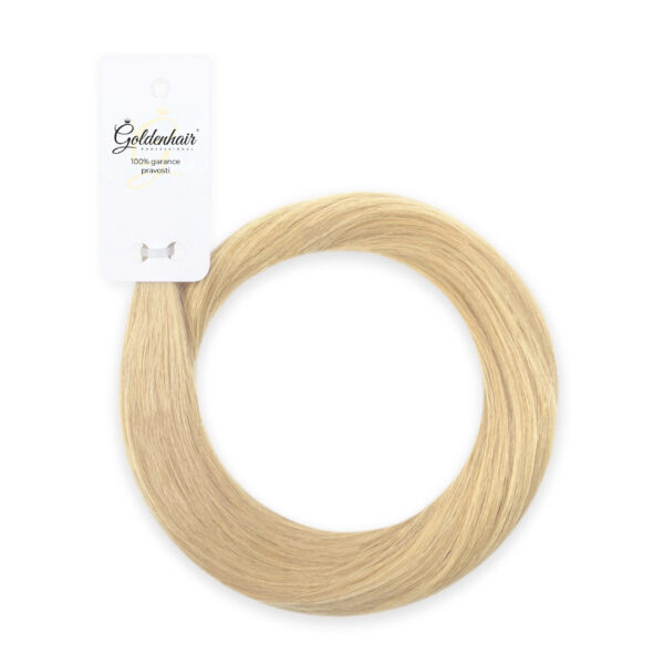 Kvalitní Vanilla blonde blonďaté vlasy Goldenhair k prodlužování dostupné v kadeřnictví a salonu Brno