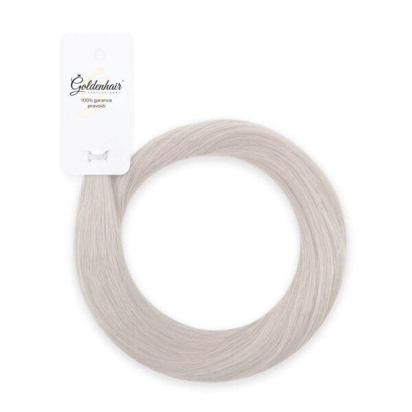 Kvalitní Polar blonde platinové vlasy Goldenhair k prodlužování dostupné v kadeřnictví a salonu Brno